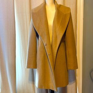 Calvin Klein Camel Wool Blend Lined Mid-Length Coat